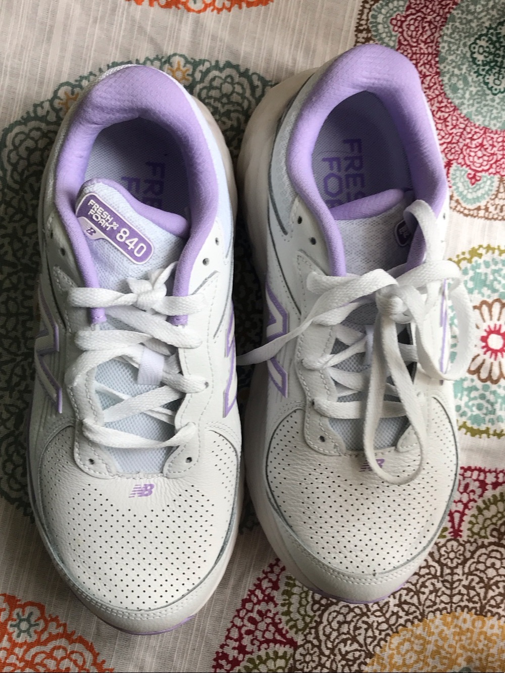 New Balance White Sneakers with Lavender Accents